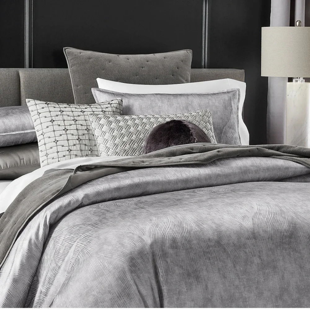 Hotel Collection Gray and Black Comforter Set